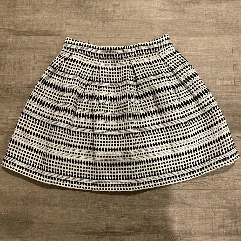 Miami Black and White Embroidered Mini Skirt